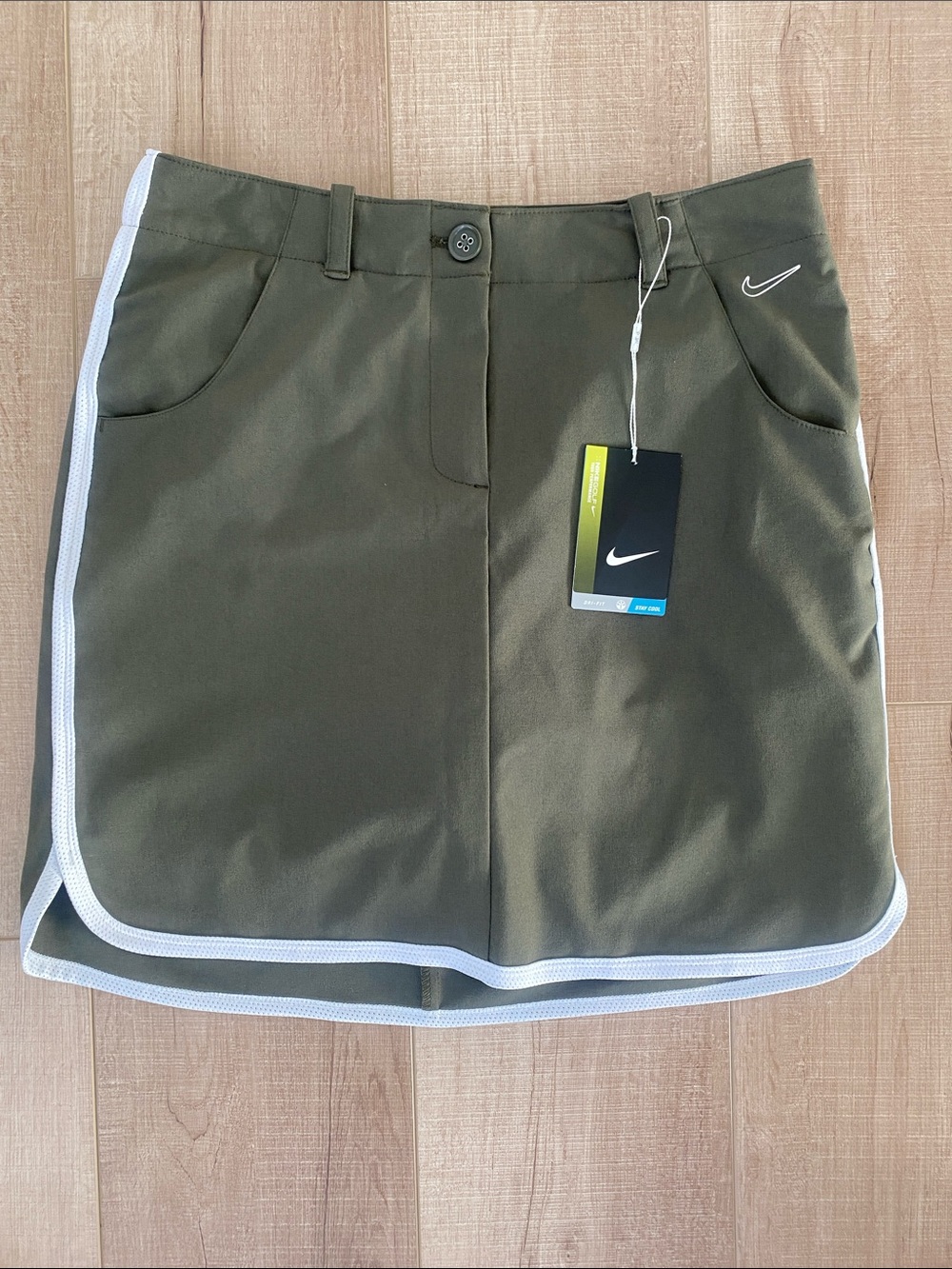 Nike Women's Golf Olive Green Skort with White Trim